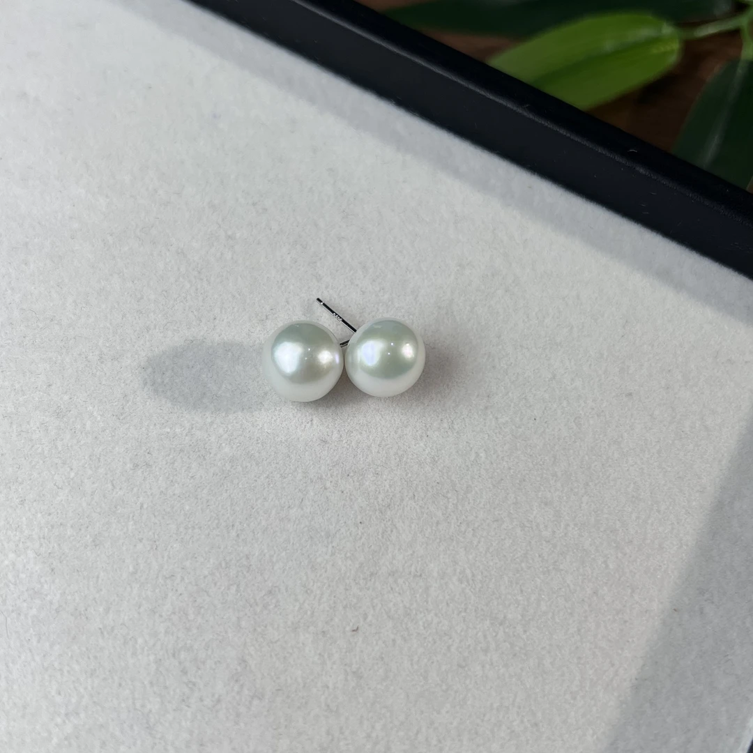 【睿泽鉴宝】S925淡水珍珠爱迪生耳钉多样性有瑕 11-12mm RW0103