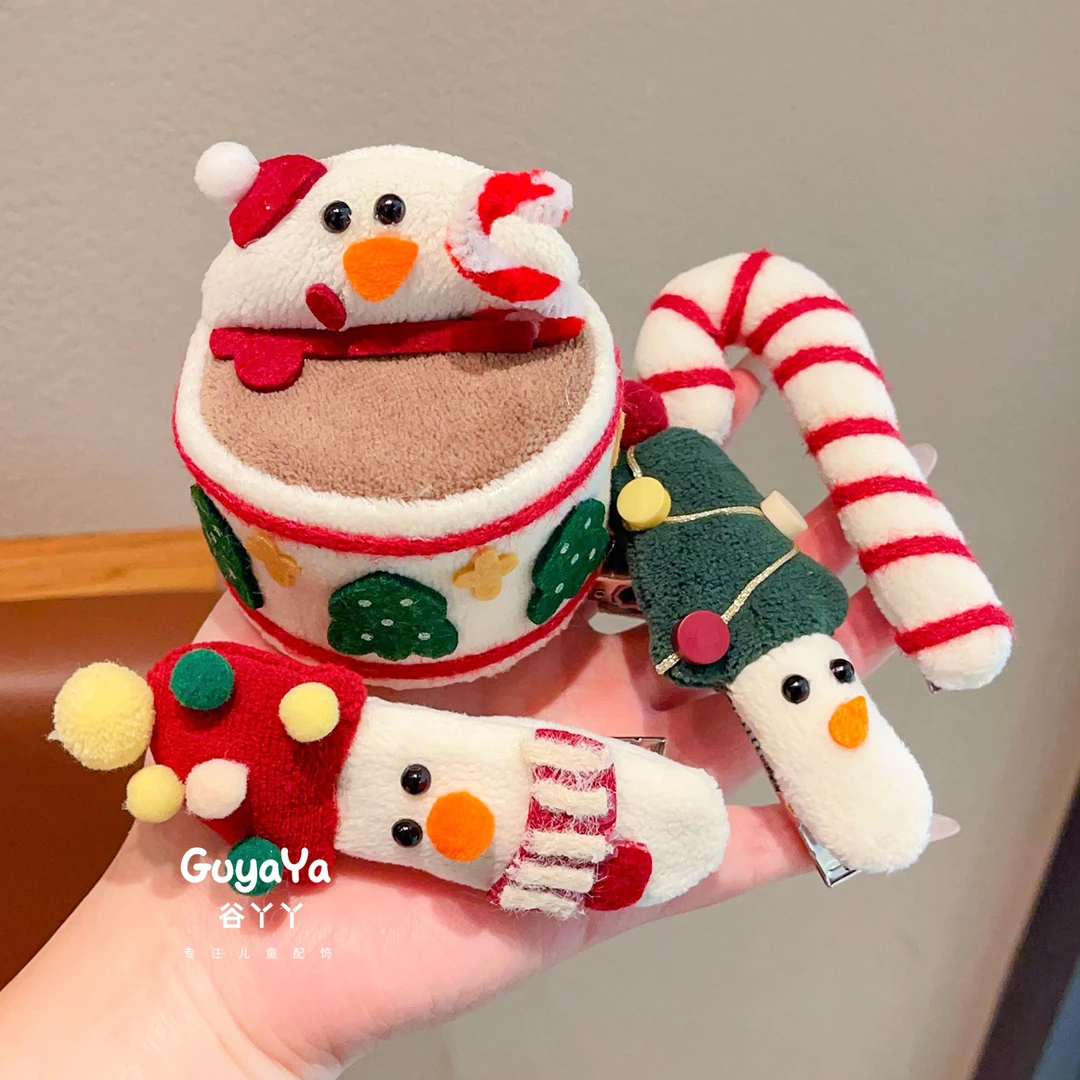 圣诞节氛围感儿童蘑菇蛋糕发夹女孩侧边夹宝宝派对新年发卡发饰