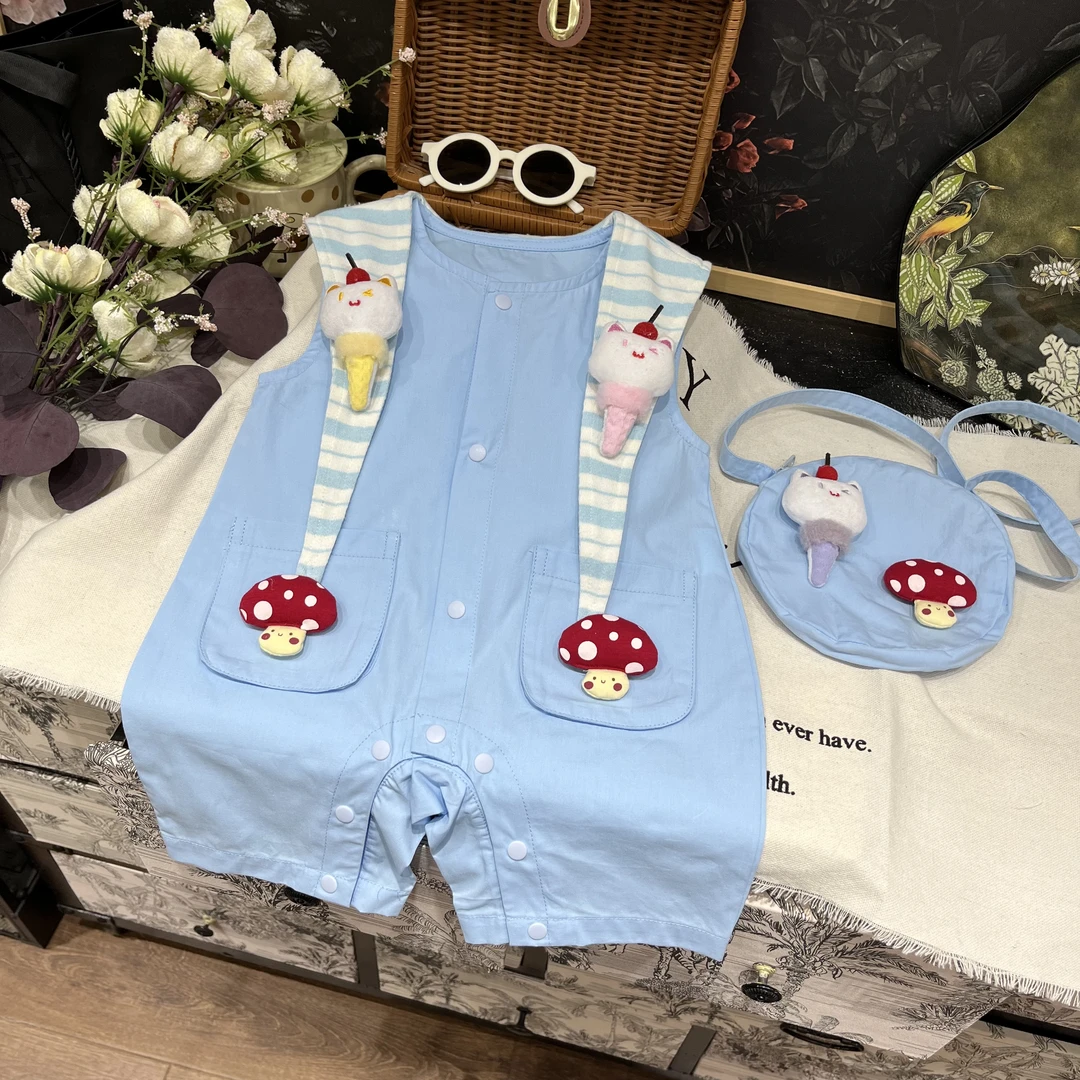 【通浏】儿童新款夏季户外捏捏响连体衣时尚夏款宽松百搭套装25L317