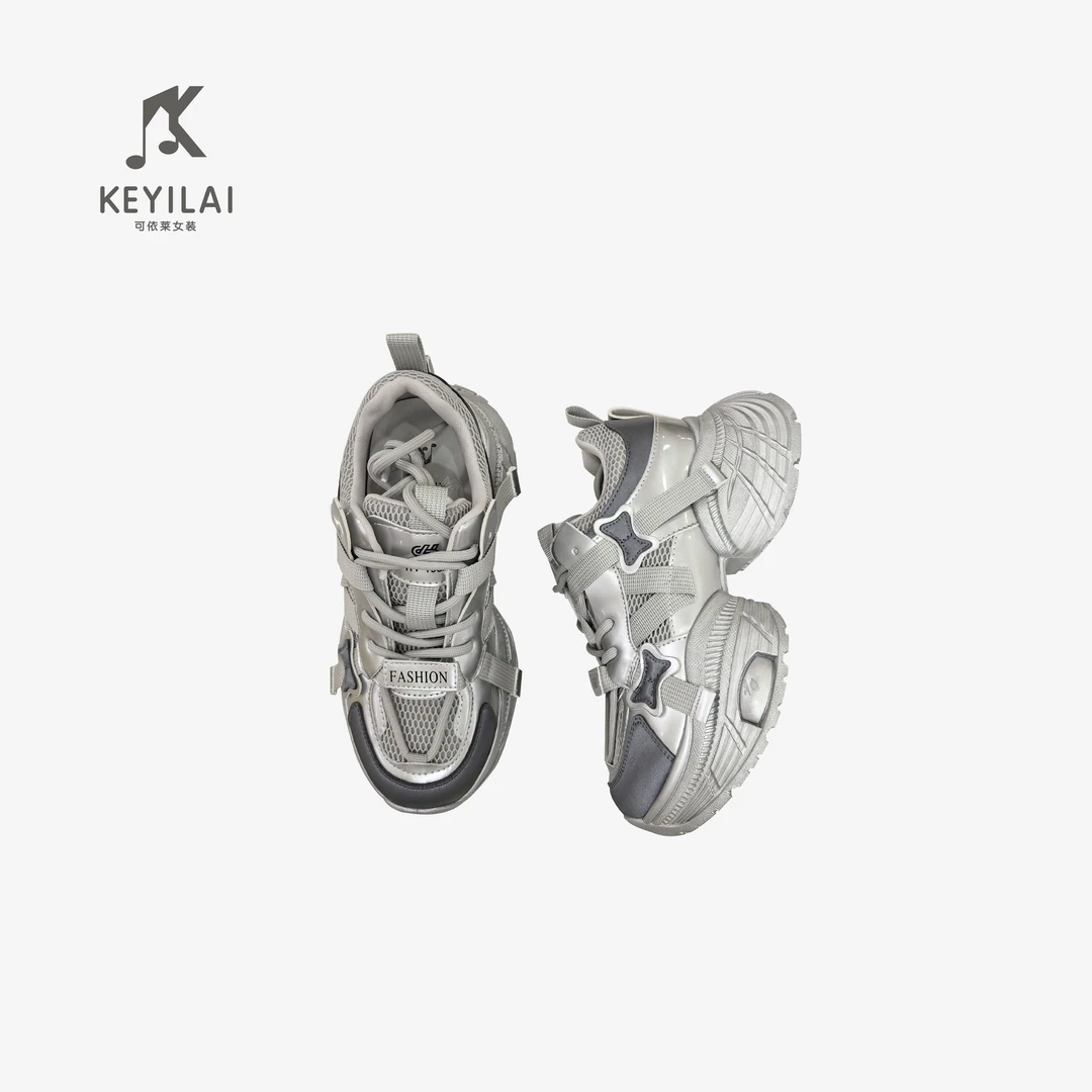 KYL可依莱-银色老爹鞋厚底增高休闲鞋DQXL1103