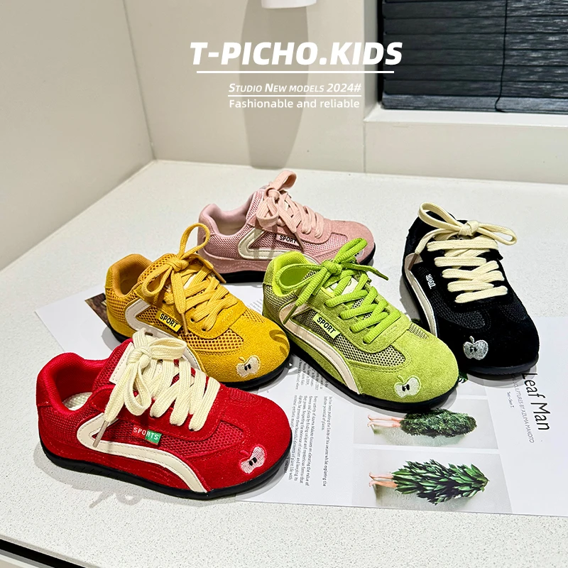 【春日小苹果】(牛皮)2025年春季新款男童女童百搭德训阿甘鞋-25021