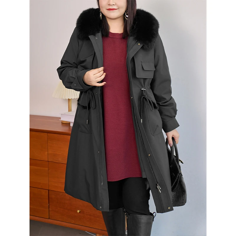 【现货！兔毛内胆+狐狸毛领】MsShe大码女装冬装皮草外套M2311031