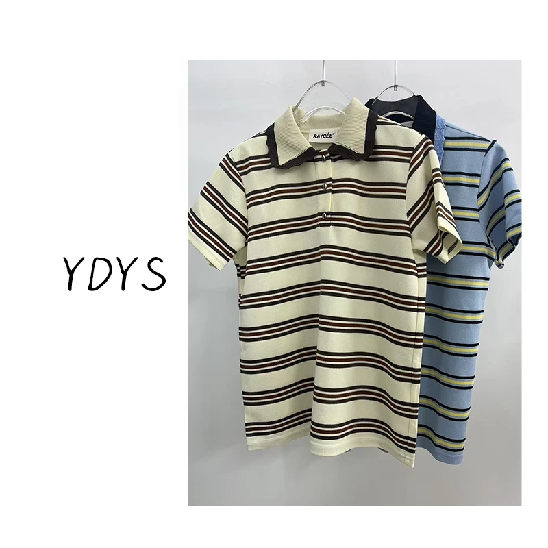 【YDYS】25K00103 2025新款时尚气质小众条纹polo短袖