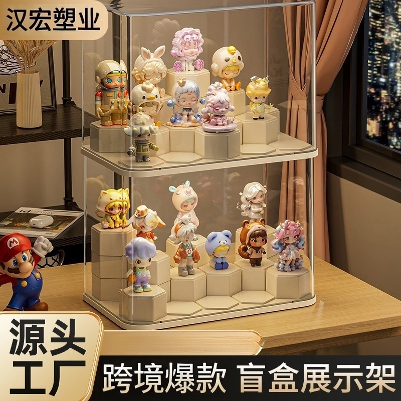 盲盒收纳神器泡泡玛特防尘展示盒手办透明展示架玩具收纳盒展示柜
