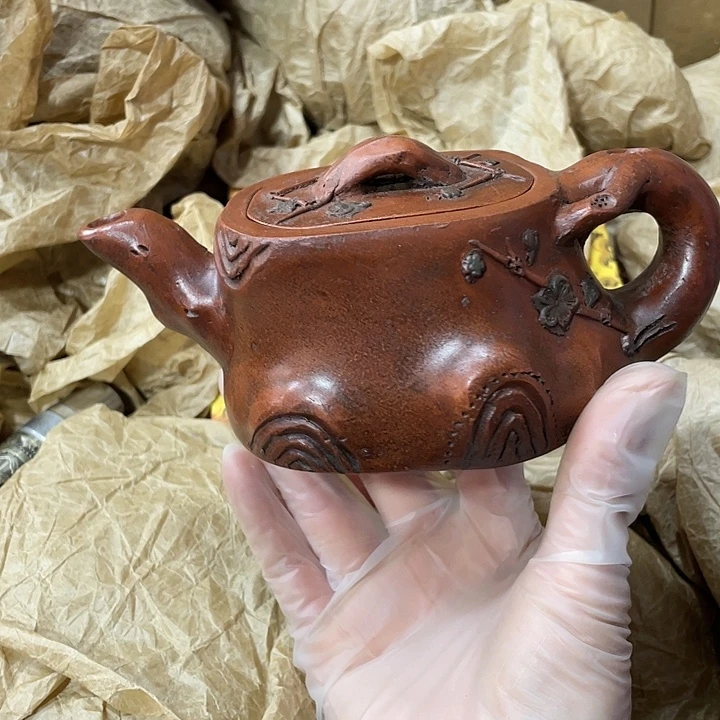 茶壶紫砂原矿泥料，手工制作一把，紫砂壶。