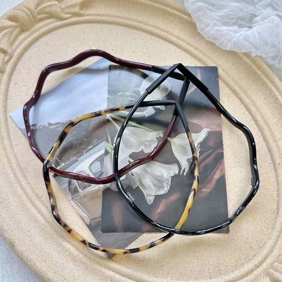 【YueWu】经典纯色醋酸波浪带齿发箍简约法式百搭洋气时尚发饰发箍