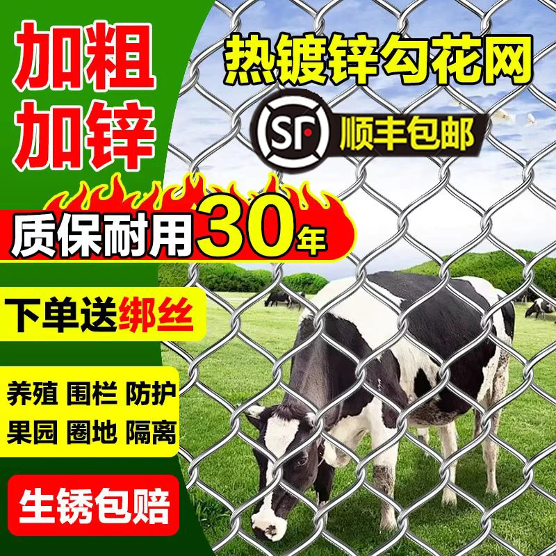 热镀锌铁丝网钢丝围栏加粗钢丝网勾花网养殖牛羊防护网鱼塘护栏网