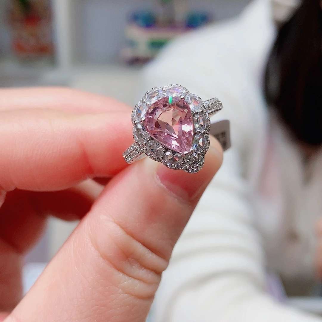 碧玺戒指银S925镶嵌戒指超美