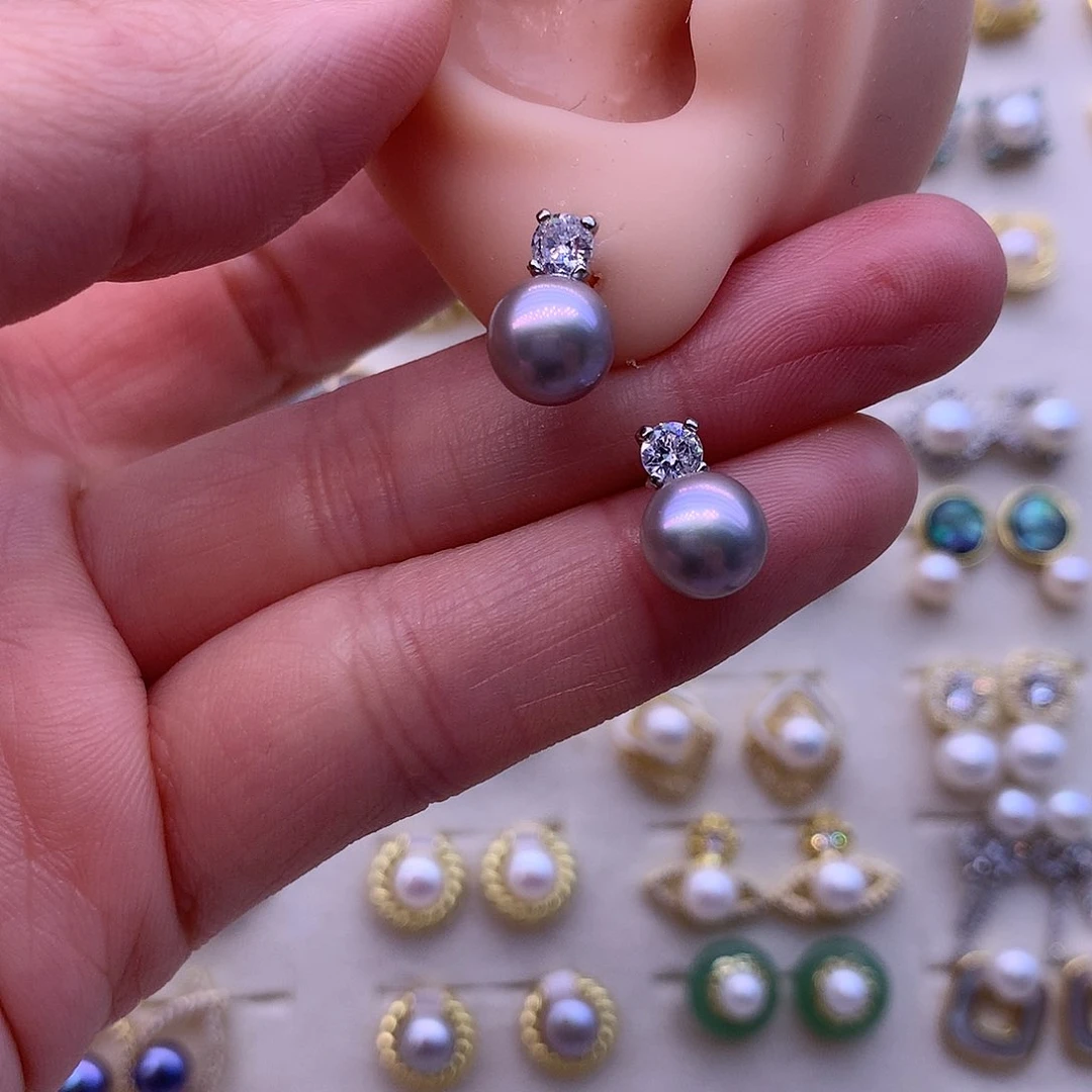 淡水珍珠耳饰合金