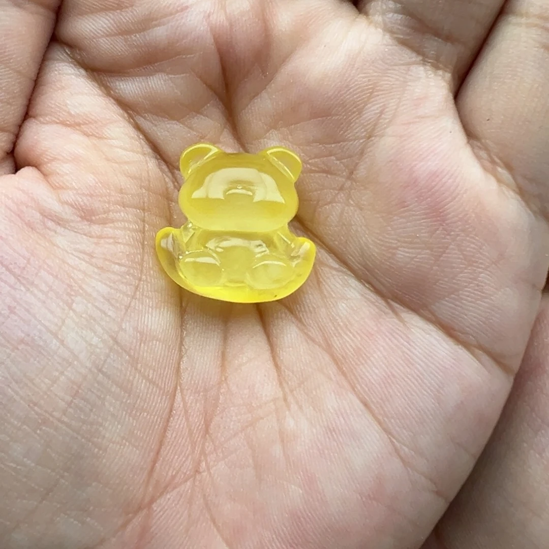 琥珀未镶嵌珠宝奇石月亮熊打孔不退换