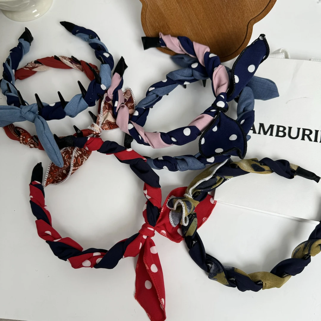 复古红色波点蝴蝶结带齿发箍女高级感高颅顶发饰洗脸日常外戴头箍