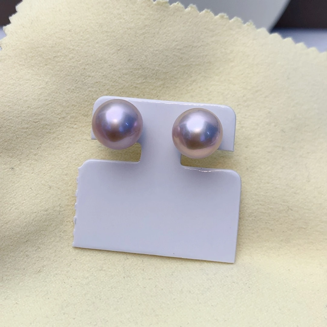 对***雪淡水珍珠耳饰银S925镶嵌w9