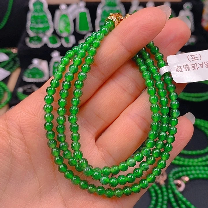 翡翠未镶嵌耳饰天然A货翡翠珠链4