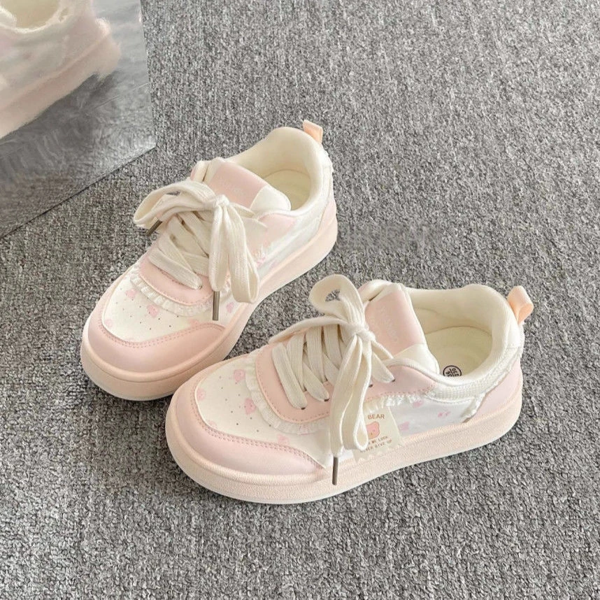 韩系板鞋女款2025新款春秋季厚底小白鞋配裙子百搭小众面包鞋子潮