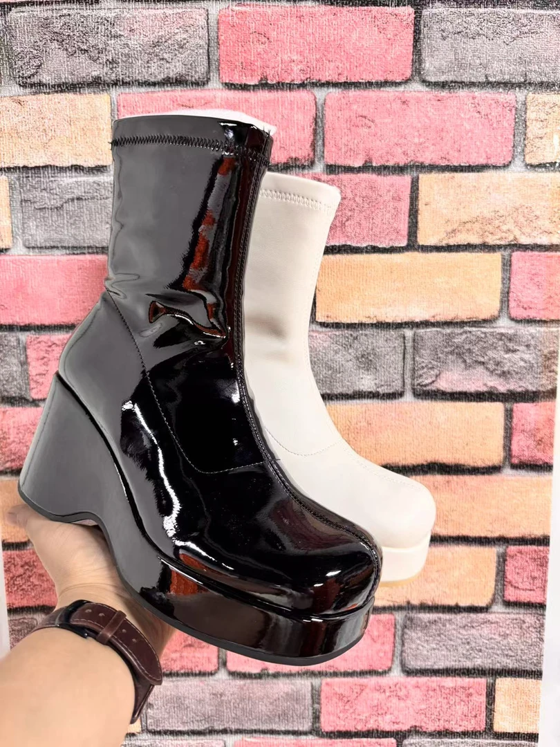 333-67加绒加厚真皮百搭爆款时尚时装靴厚底中筒新款新疆包邮