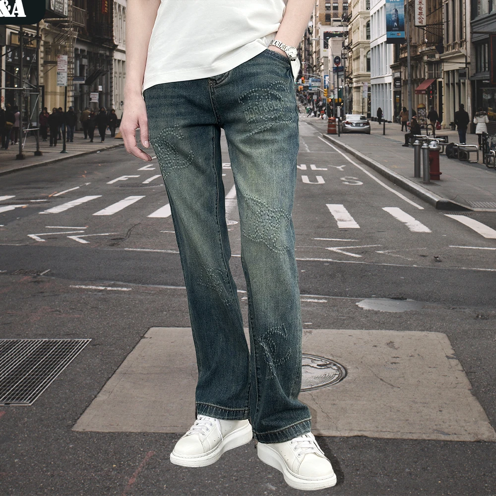 地嘎亚3616夏季百搭牛仔裤男士直筒微阔宽松时尚男款潮流