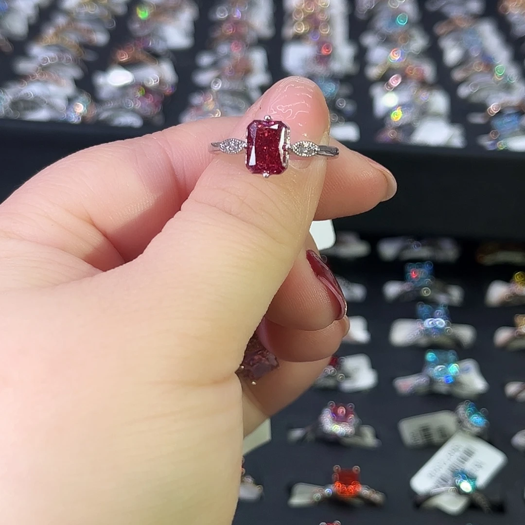 莫桑石非金属SH K白挚爱长方西柚粉冰花两卡-14