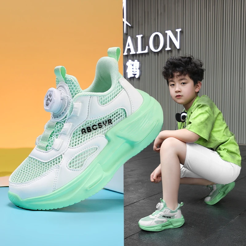 ABC SYR2025夏季新款儿童运动鞋男童透气鞋跑步鞋防滑耐磨网面鞋