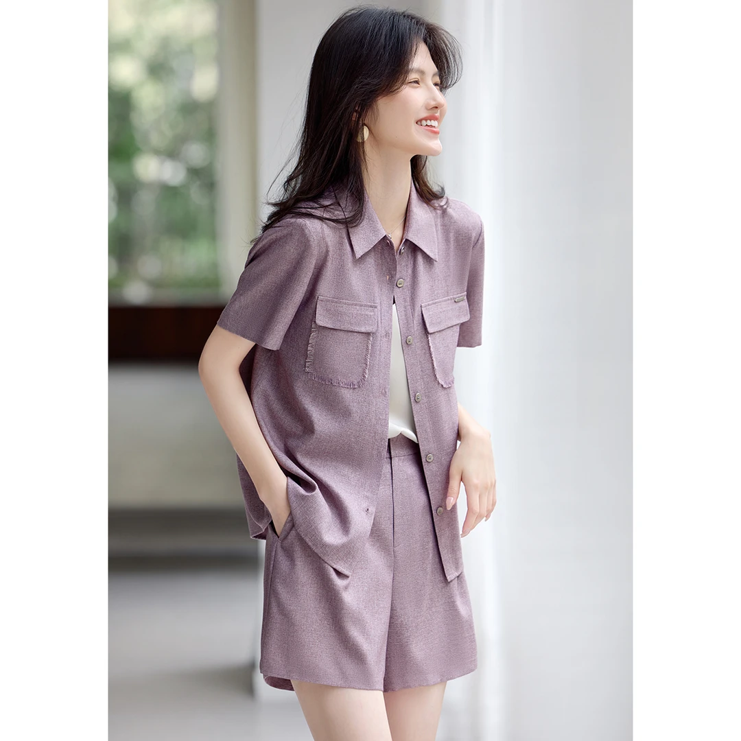 XWI/欣未【小香梦影】2025夏季气质优雅时髦老钱小香风衬衫短裤套装