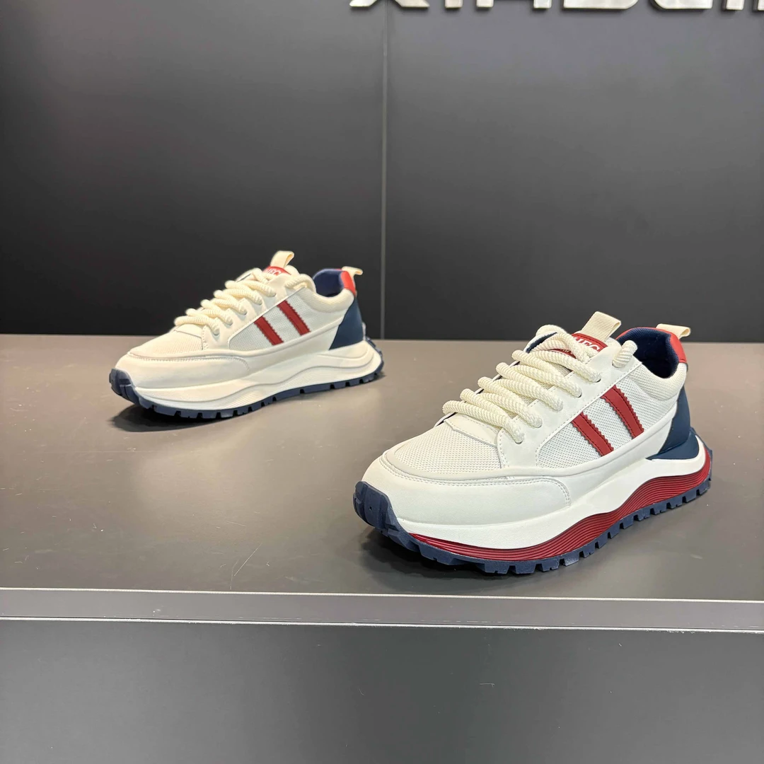 夏季新款高颜值男鞋透气拼色网面鞋潮鞋跑鞋男士男式厚底休闲男鞋