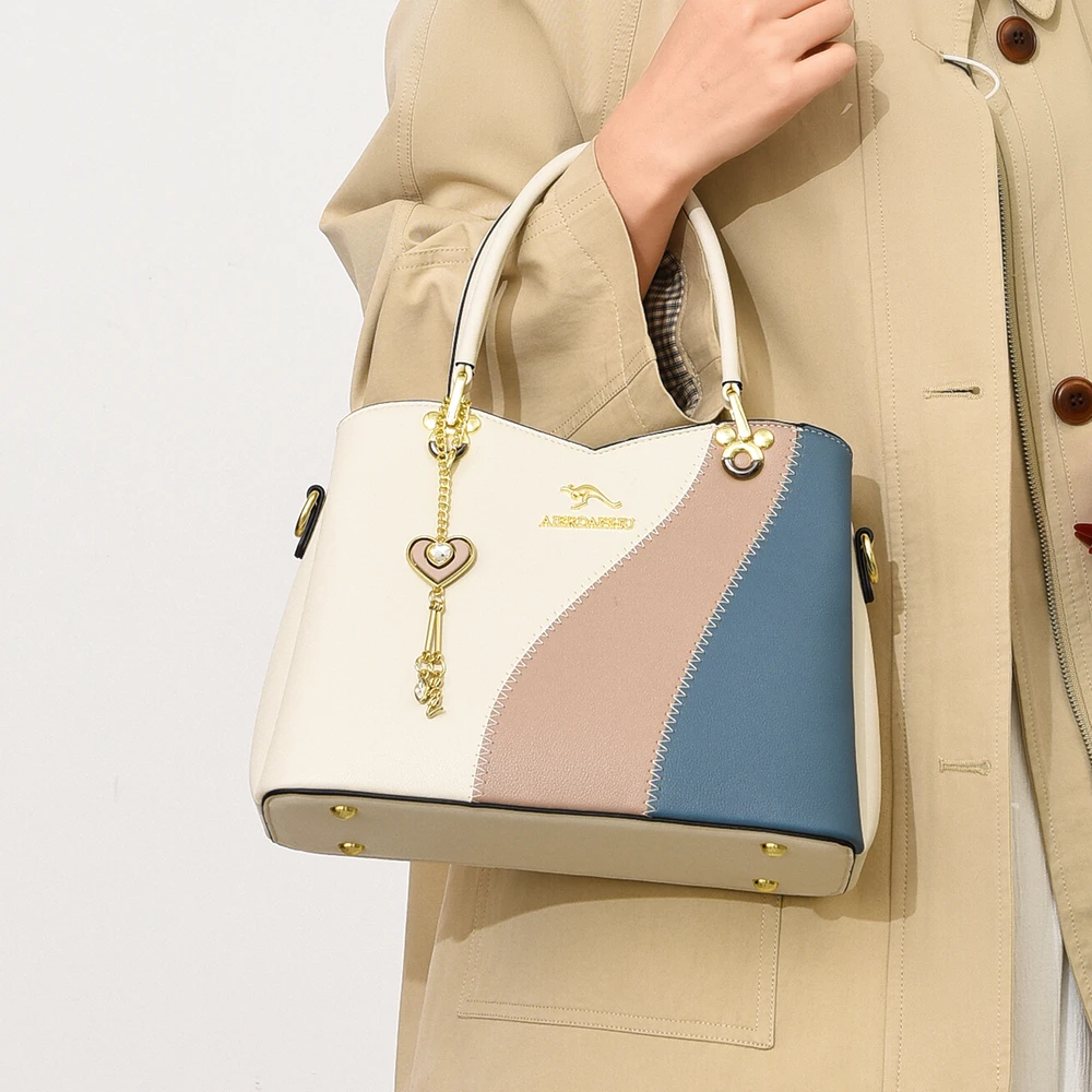 袋鼠蔓蔓雅源包包女款爆款秋冬新款百搭气质女包手提包拼色斜挎包