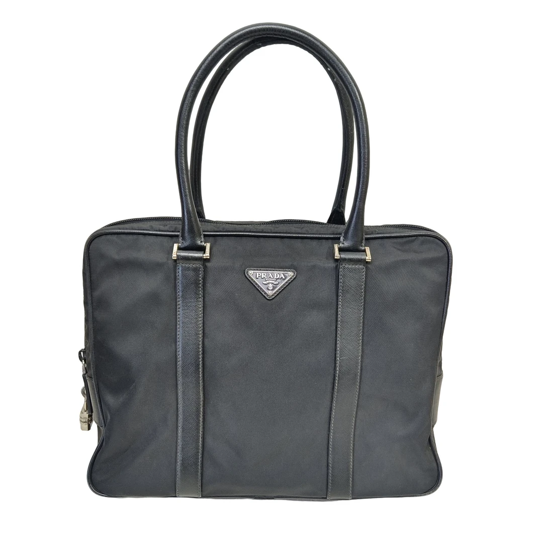 99新 Prada/普拉达 二奢男97新 黑色尼龙休闲百搭手提公文包/1060