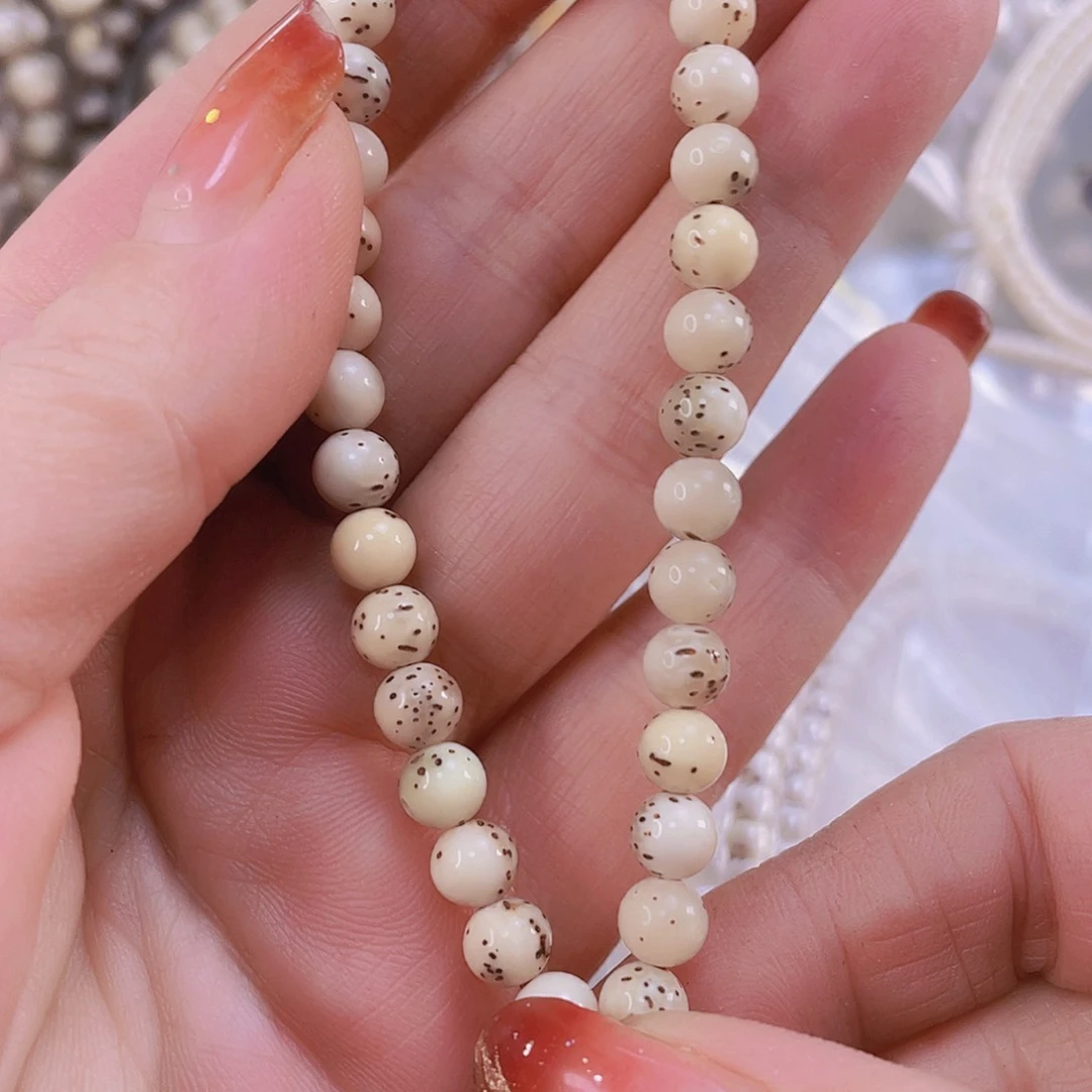星月菩提手串卡*卡骨瓷白圆珠6mm手持一物一图