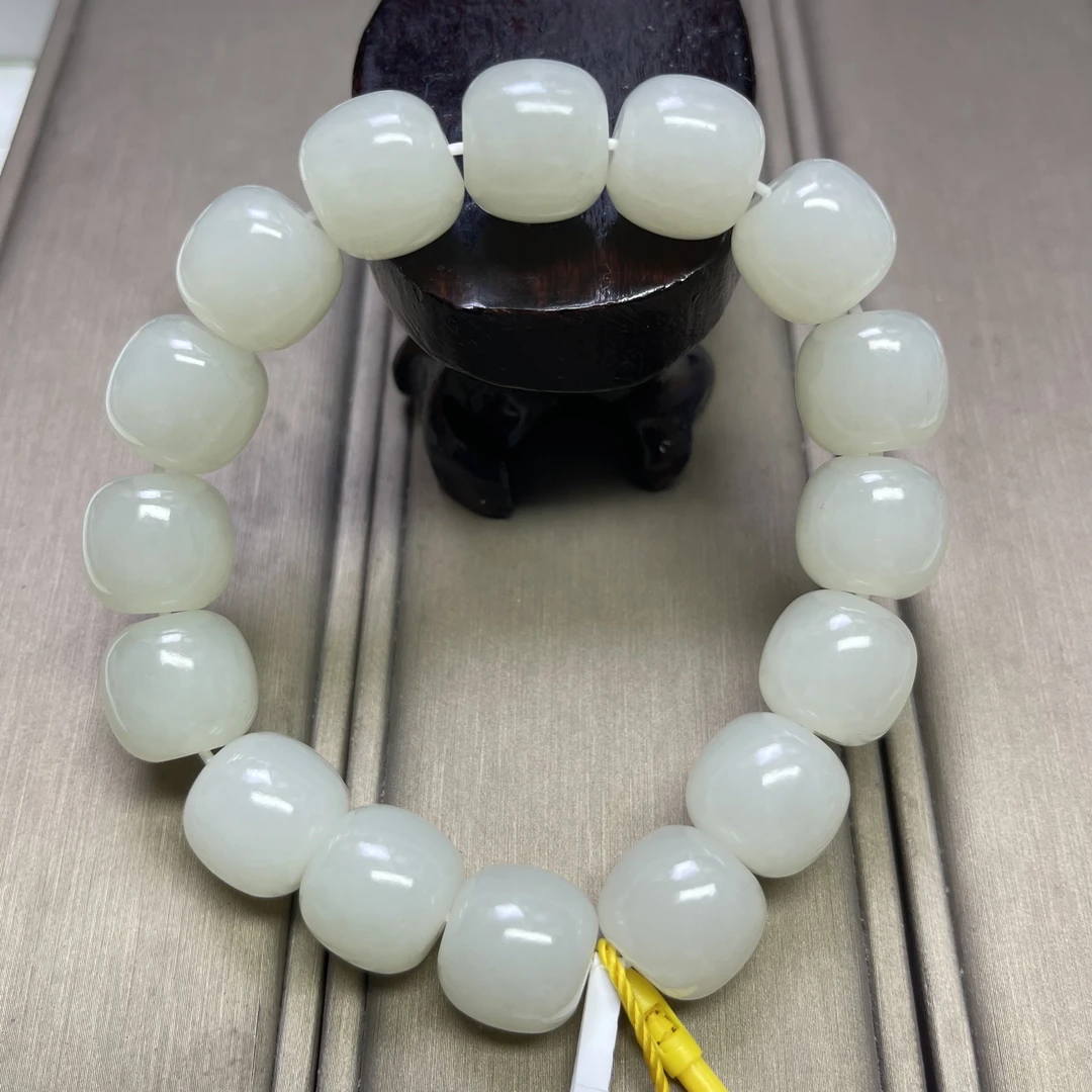 天然和田玉细料14mm老型青海格尔木高冰白油润一物一证