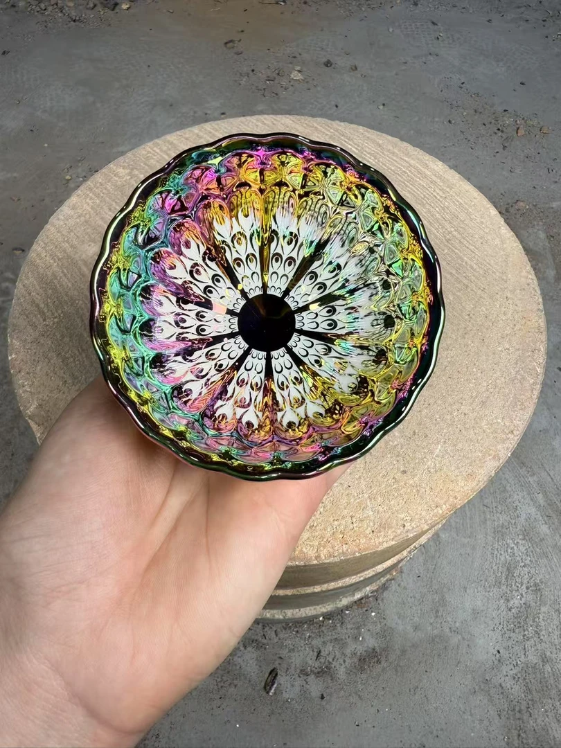 高端茶器 七彩曜变孔雀天目 柴烧