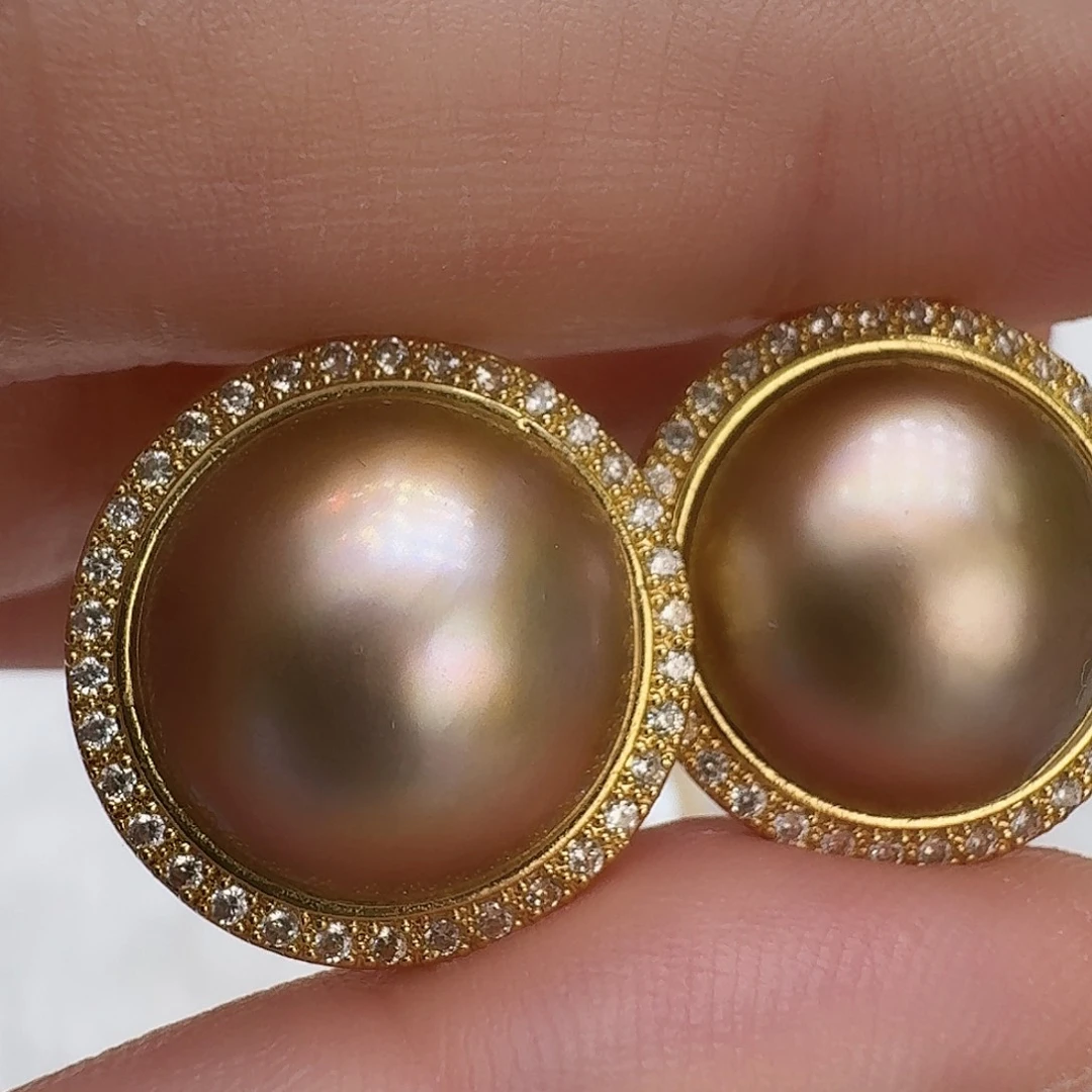 未镶嵌拼合珍珠（马贝珠）耳饰