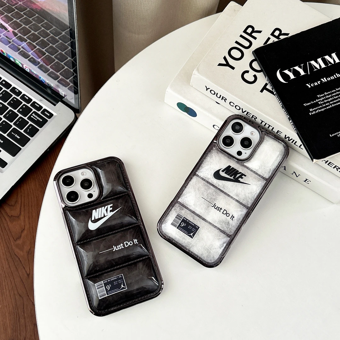 适用于iPhone全系列电镀真空填充羽绒勾标just潮牌防摔立体手机壳