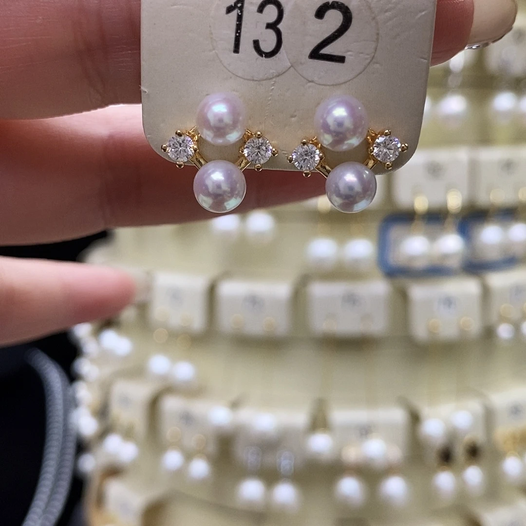 银S925镶嵌耳饰淡水珍珠