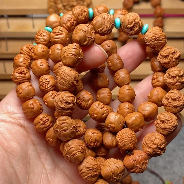 大***师桃核雕刻人生百态3条钟馗1条