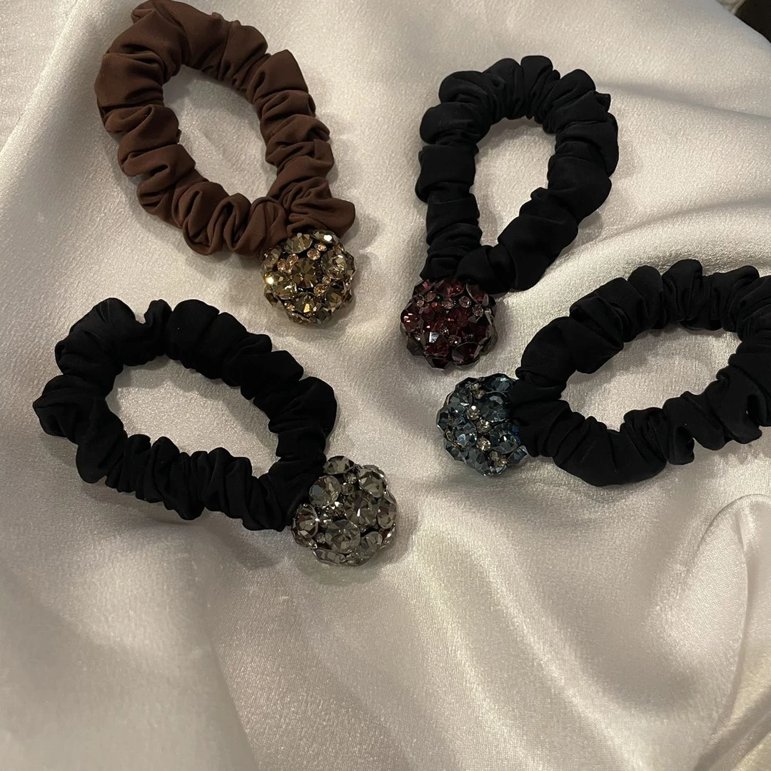 韩国 气质 小众 ins 手工 碎钻球球 发圈KZ06