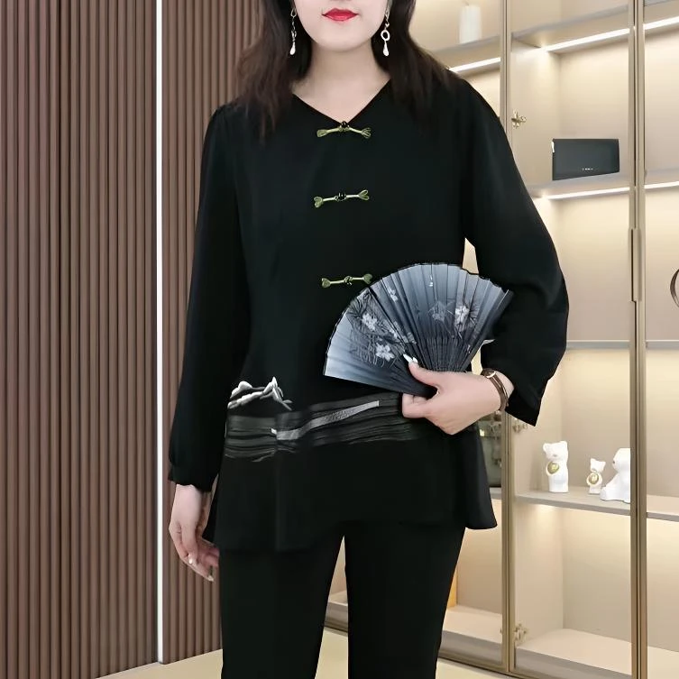 秋季新款中式刺绣盘扣气质时尚休闲百搭遮肚显瘦ZB5844CX