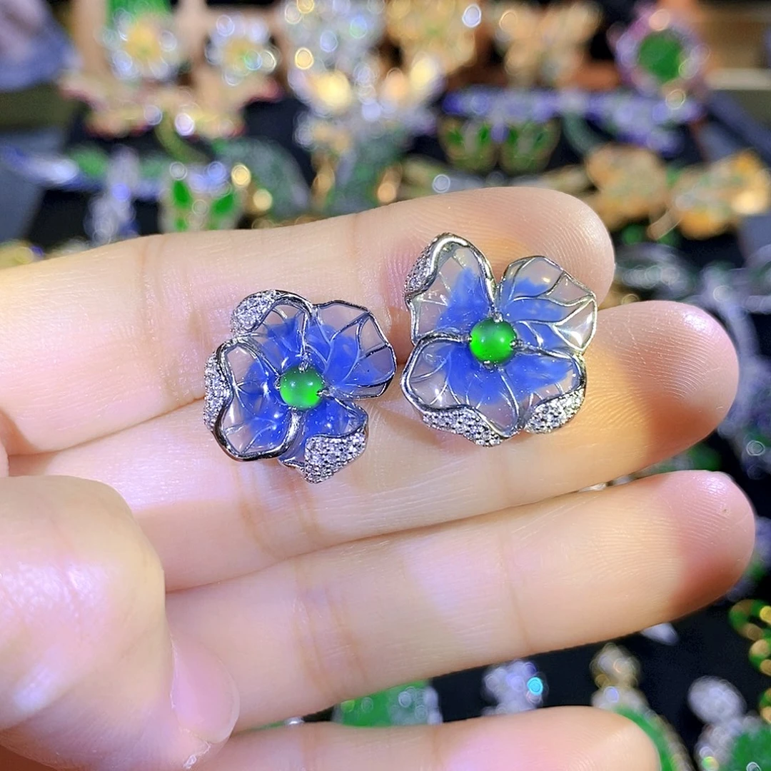 颈饰银S925镶嵌翡翠