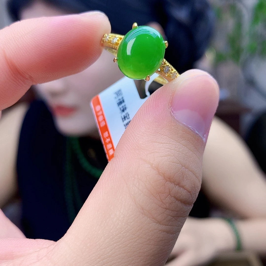 和田玉（碧玉）银S925镶嵌吊坠(不含链)戒指