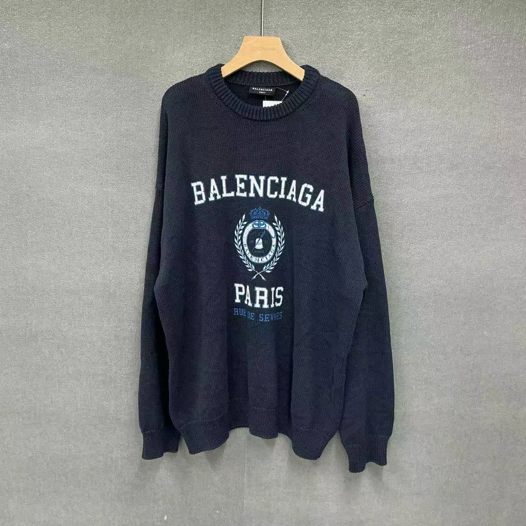 99新 Balenciaga/巴黎世家 （pm） 皇冠麦穗印花圆领毛衣 S码/2736