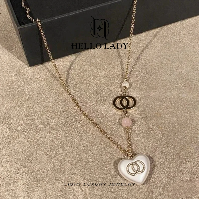 【V金版本】原厂重工版 白色桃心项链1611