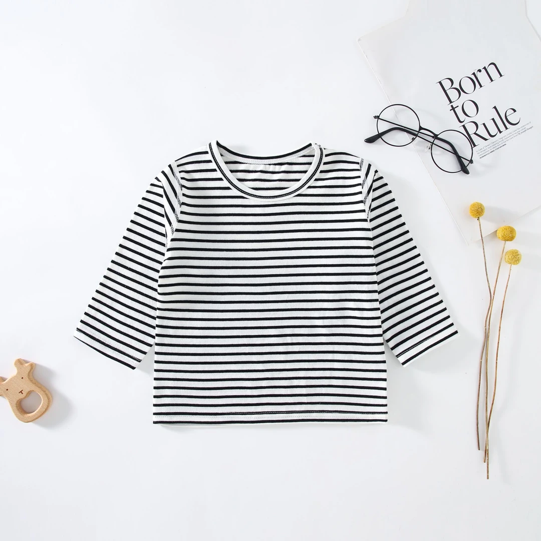 宝宝条纹上衣春夏款宝宝秋衣儿童外套内搭长T恤春秋长袖圆领衣服