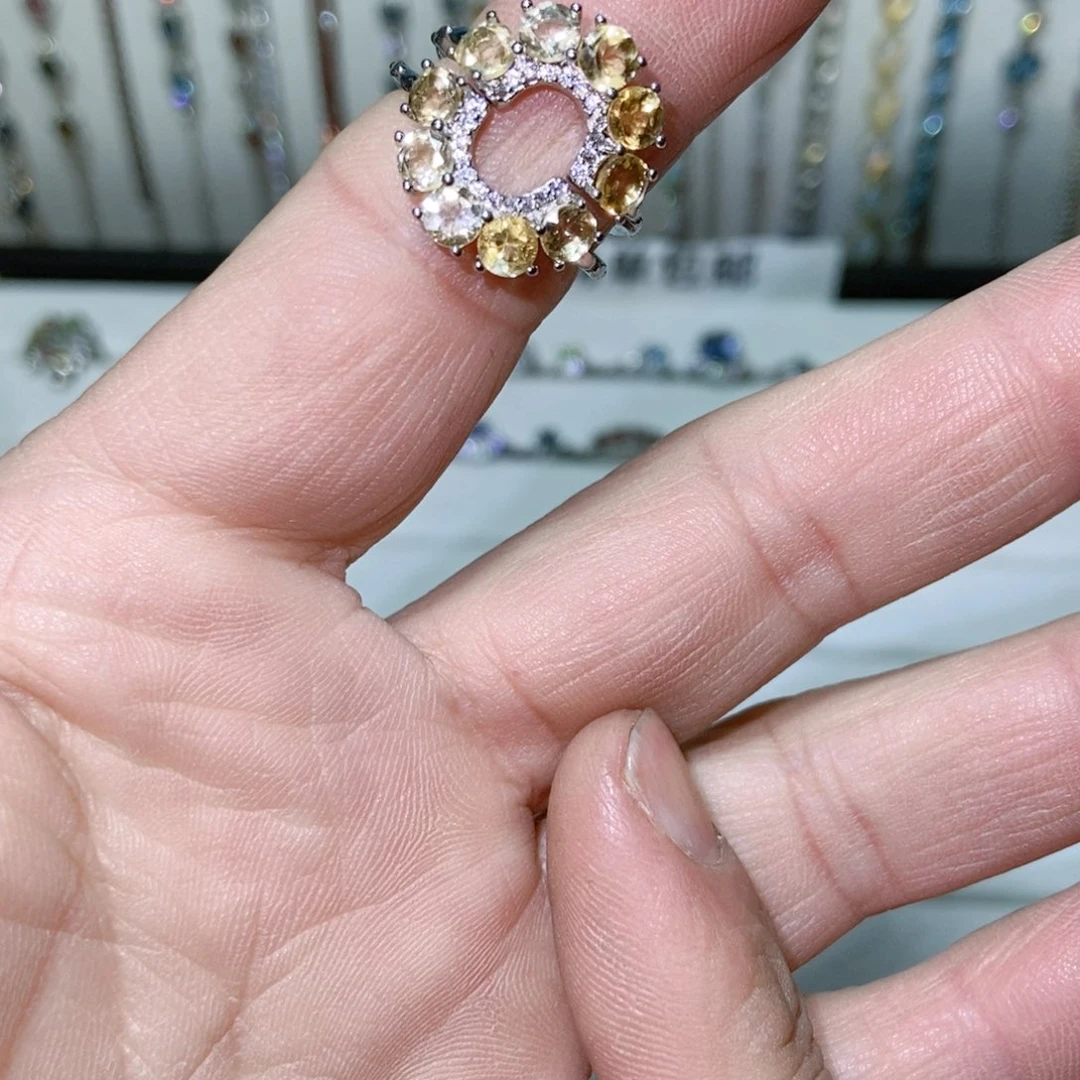 绿水晶戒指银S925镶嵌