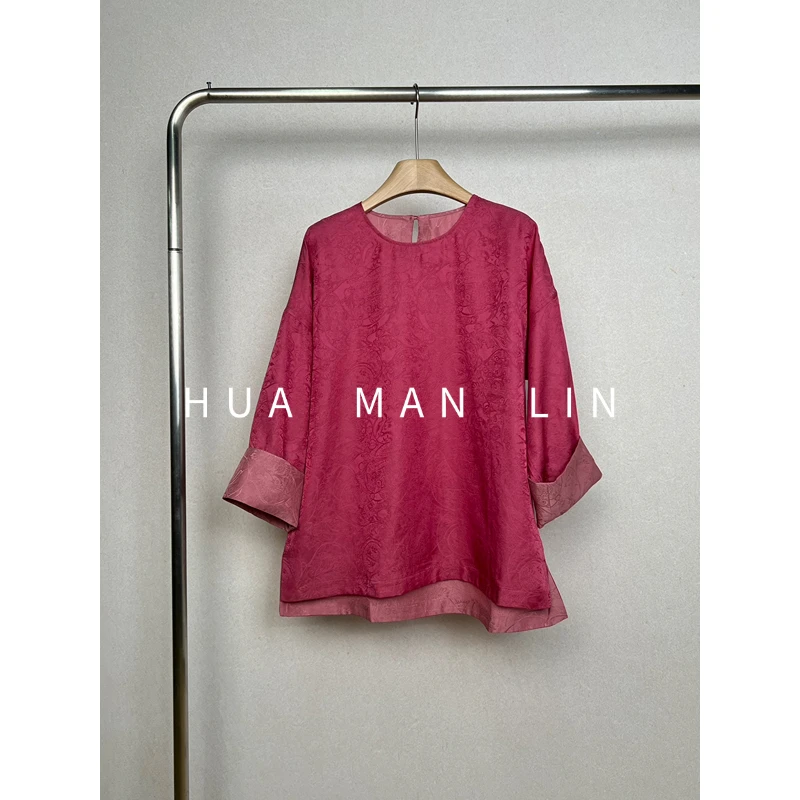 【花满林】圆领连肩袖真丝桑蚕丝双面穿上衣259225