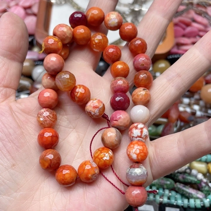 玛瑙/玉髓合金珠宝半成品三****妈一条10m火玛瑙