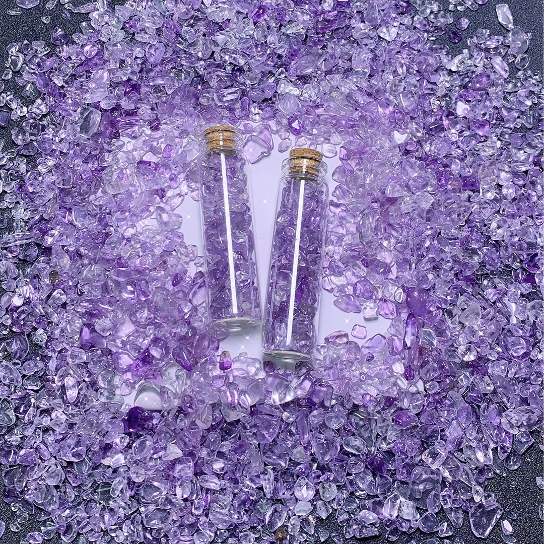 原矿玻利维亚浅紫水晶消磁碎石天然水晶碎石原石