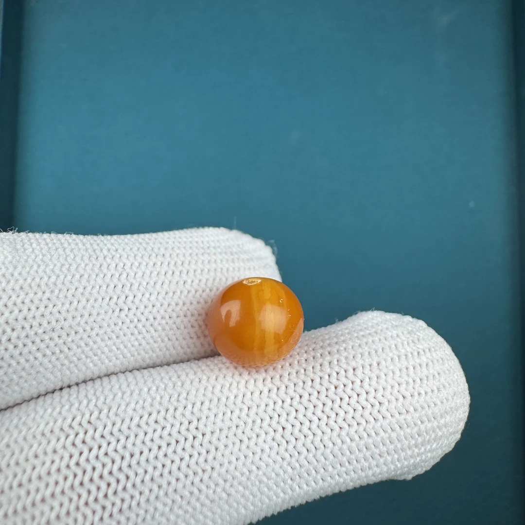 K3152天然原矿蜜蜡 苹果珠10.9*9.3mm支持复检假一罚十