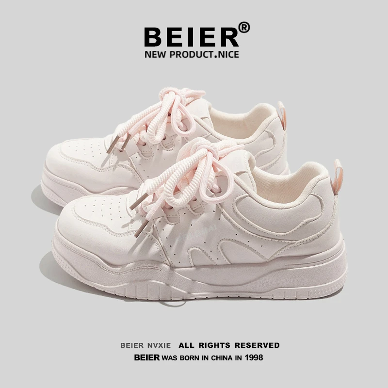 BEIER韩系百搭小白鞋2025春季新款学院风板鞋高颜值休闲女鞋2209