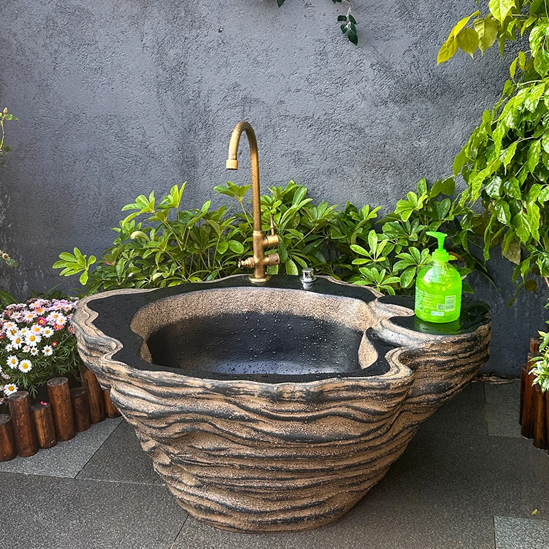 庭院室外拖把池花园露台户外水槽墩布池别墅阳台洗手盆仿石头拖布