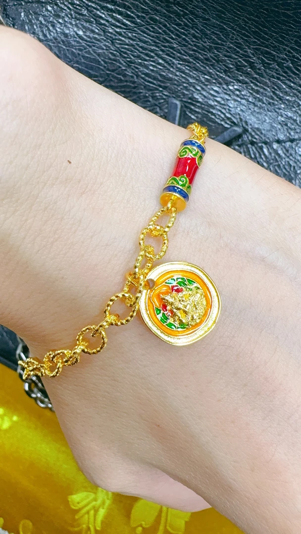 合金手链 (防敏敏)烧蓝黄财财手链