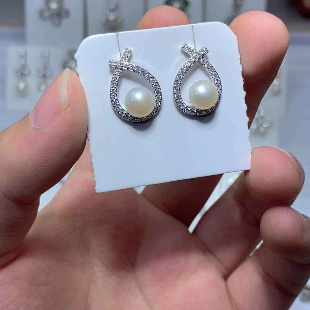淡水珍珠耳饰银S925镶嵌