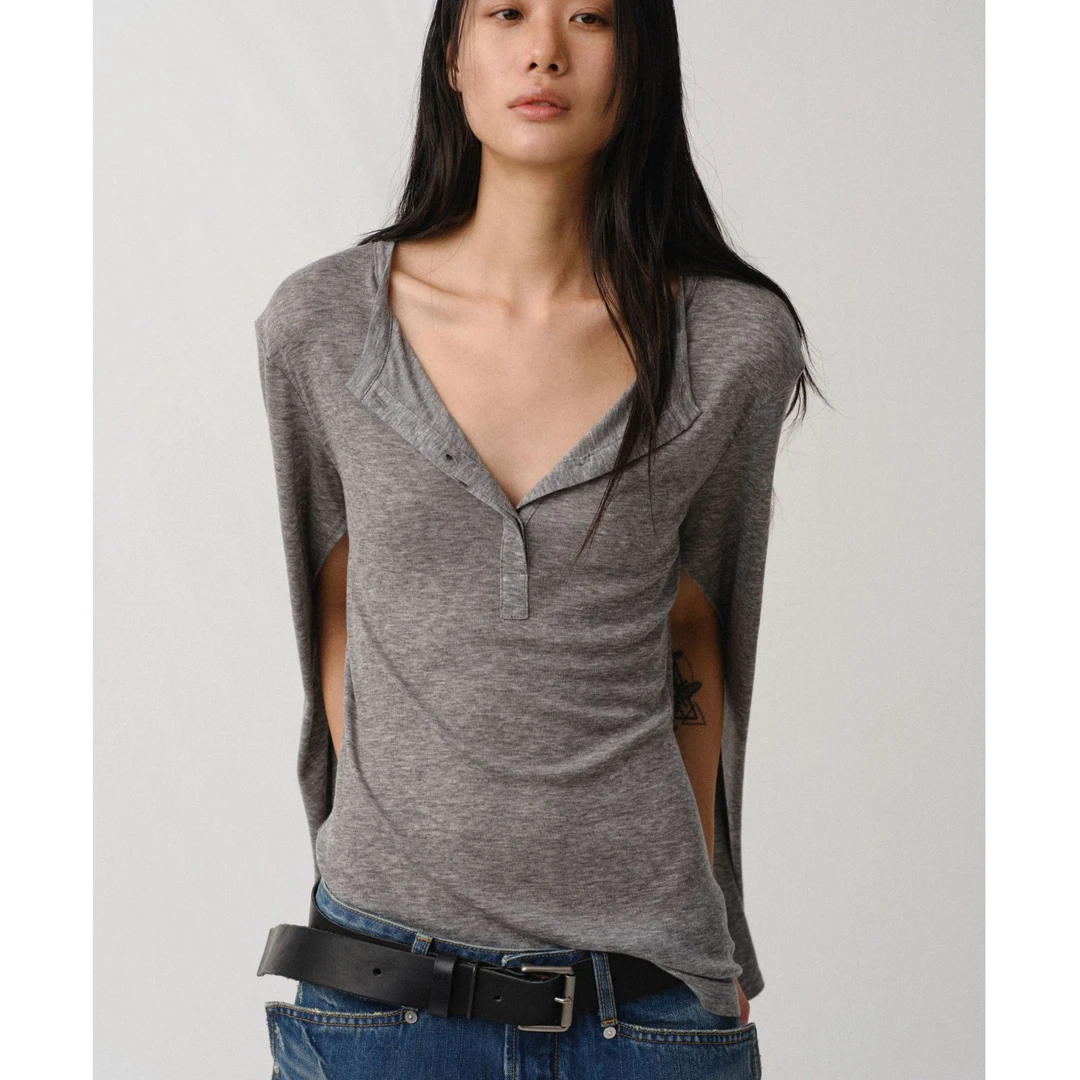 Liegee亨利领开袖T恤